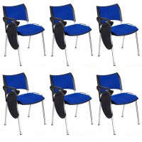 Pack 6 Smart-Besucherstühle mit schwarzer Epoxidstruktur und Polsterung aus Baly (Textil) oder Kunstleder mit Schaufelarm